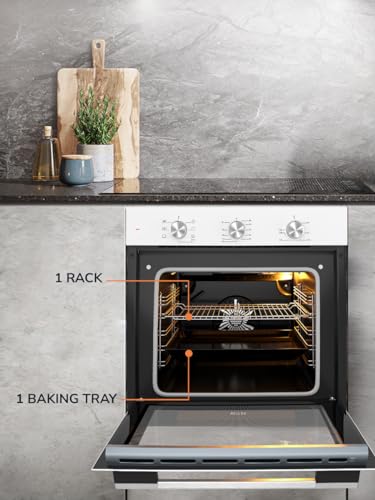 فرن كهربائي مدمج 7 اوضاع طهي من ميلين، 78 لتر - ضمان 3 سنوات، زجاج داخلي شوت، MEO 6001 WH