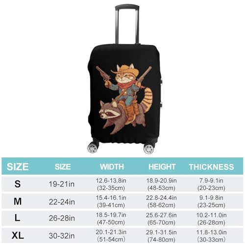 Cat Riding A Raccoon Travel Suitcase Cover Protective Luggage Case Washable Baggage Protector Fits 19-32 Inch M2