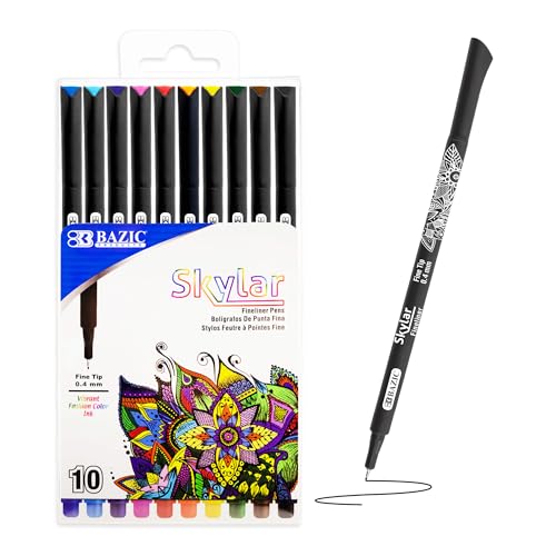 Stylo pointe fine 0,4 mm assorti lot de 10 feutres écriture précise