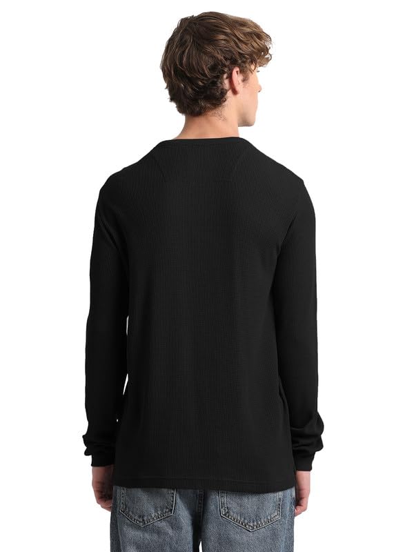 Image of LAZYCHUNKS Men's Full Sleeve Henley Neck Cotton Blend T-Shirt | Solid Regular Fit for Boys & Men | Soft Breathable Fabric | Casual Size S to 3XL