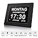 Produktbild Fomobest Wecker Digital Bilderrahmen Groß Tischuhr/Wanduhr 8 Zoll Standuhr mit Zeit/Kalender/Foto/Video Anzeige Helligkeit/Musik/Erinnerung Einstellbar Uhr Schwarz