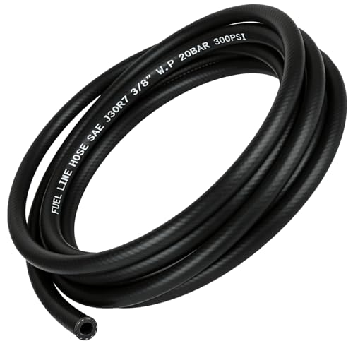 3/8 Inch (10mm) ID Fuel Line Hose 10FT NBR Rubber Push Lock Tubing High Pressure 300PSI for Automotive Fuel Systems Engines and Gas Transmission Line