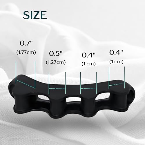 Image of Wonder Care Silicone Toe Separator For Feet Gel Pads Big Toe Corrector Bunion Straightener Yoga Stretcher Hammer Bunion [Black,Pair of 1-2 Pieces]