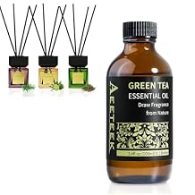 Green Tea Essential Oil, 3.4Fl Oz 100ml Waterless Diffuser Oil Refill, Long-Lasting Tea Aroma Home Fragrance, Bathroom Air Freshener