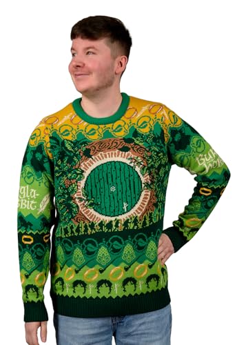 Lord of The Rings: The Shire Christmas Jumper (UK, Alpha, XL, Regular, Regular) Green