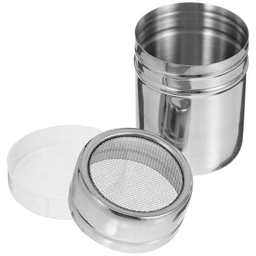 Veemoon Reusable Stainless Steel Powdered Sugar Shaker with Fine Mesh Sieve Cocoa and Icing Sugar Dispenser for Cappuccino Latte Baking and Cooking Compact Design