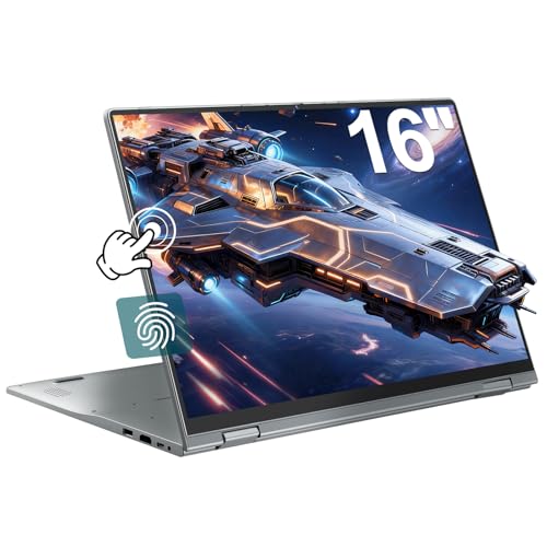 jumper Laptop 16 Zoll, Touchscreen Laptop 16GB DDR5 640GB Storage, 4-Core, Fingerabdruckleser, Tastatur mit Hintergrundbeleuchtung, BT5.2, WiFi 6, 53.2WH, für Studenten Business