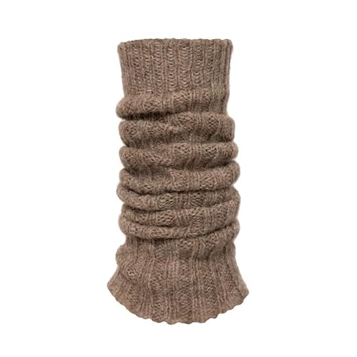 HomeOfSocks Woll Stulpen Damen Taupe 65% Wolle 35% Alpaka Grobstrick One Size warm weich elastischer Bund Beinstulpen Leg Warmers Winter