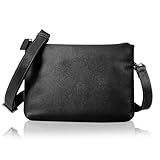 [LEZOPHIS] サコッシュ メンズ 本革 【高級トップグレインレザー／所ジョージの世田谷ベース掲載】 ショルダーバッグ 革 薄型 小さめ (ブラック)