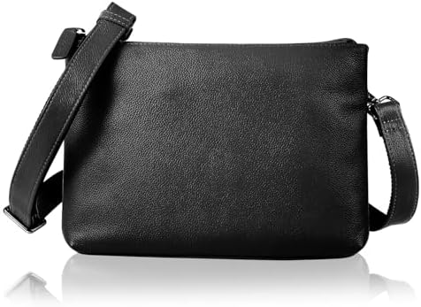 （23:30時点） [LEZOPHIS] サコッシュ メンズ 本革 【高級トップグレインレザー／所ジョージの世田谷ベース掲載】 ショルダーバッグ 革 薄型 小さめ (ブラック)