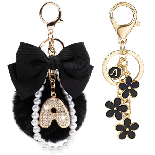 YOU WIZV Initial Keychain for Women Girls Purse Bag Chains for Handbags Cute Car Keys Chain Accessories(A Keychain Initial)
