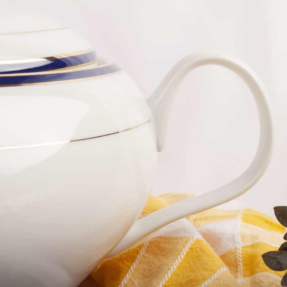 Sopera de porcelana blanca (X l) Sonata, 1 tapa de porcelana, filo de oro, azul cobalto