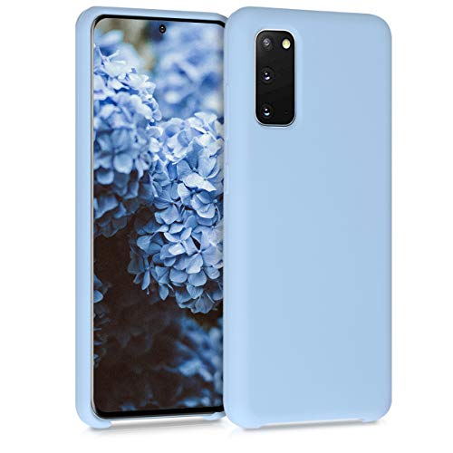 kwmobile Case for Samsung Galaxy S20 Case - Soft Cover - Shockproof Silicone - Wireless Charging Light Blue Matte