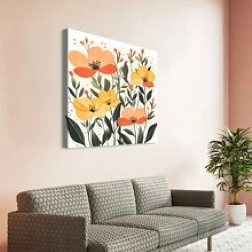 Toile bohème de fleurs pour salle de bain 60x60 cm avec cadre - 2