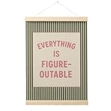 FGFK Everything Is Figureoutable Positive Affirmations Wall Art Poster Hanger Frame, Retro Pink and Green Inspirational Canvas Prints Framed Wall Decor for Office Classroom Home Bedroom, 12x16 Inch