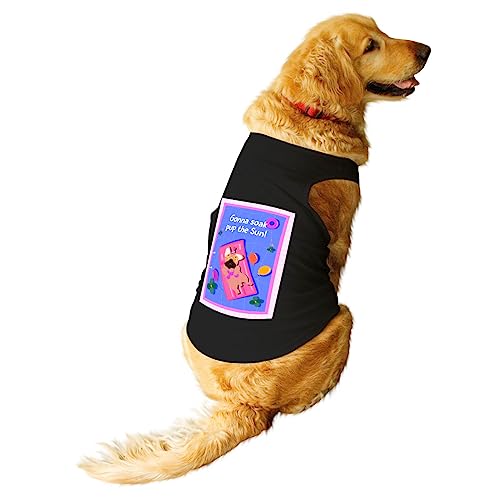 Image of Ruse 'Gonna Soak Up the Sun' Printed Dog T-Shirt - Cotton Blend Sleeveless Round Neck Tank for Small Breeds - Black, XXS - Chihuahuas, Papillons & Other Small Dogs - Dog Apparel Gift (1 Count)