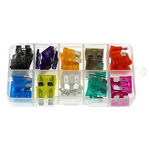 Kit de sortimento de fusíveis de carro de 50 peças Fusíveis automotivos tipo lâmina padrão e tamanho