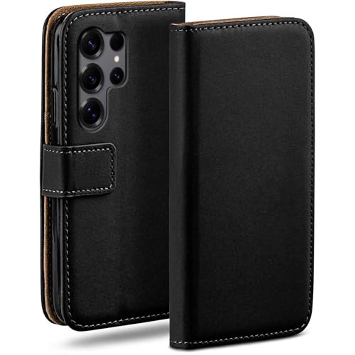 Étui Samsung Galaxy S25 Ultra moex noir à rabat en cuir synthétique avec porte-cartes