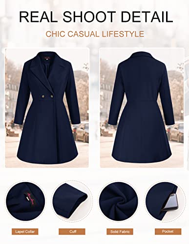 Hanna Nikole Women's Plus Size Wool Dress Coat Double Breasted Pea Coats Long Trench Coat3