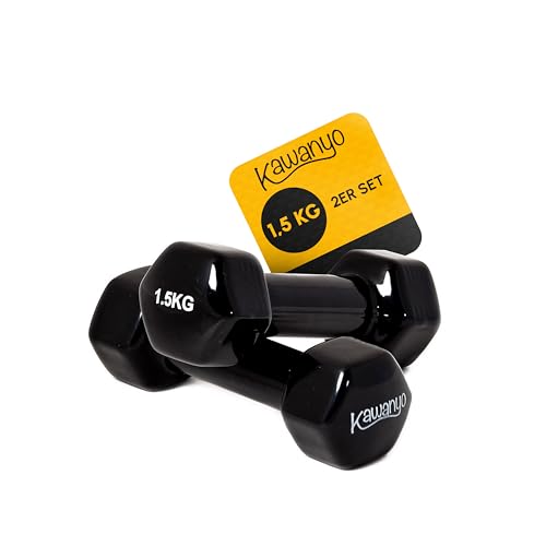 Kawanyo Vinyl Hantel - 2 x 1.5 kg Krafttraining Workout Gewichte Kurzhantel