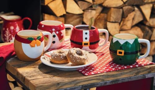 Tognana 1 Pezzo Tazzone Tazza Latte Natale Christmas Folks 460 cc 4 Decori