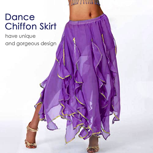 Victray Belly Dance Skirt Long Dancing Skirts Layered Performance Skirt Party Festival Costume For Women And Girls (Purple) #TOP2