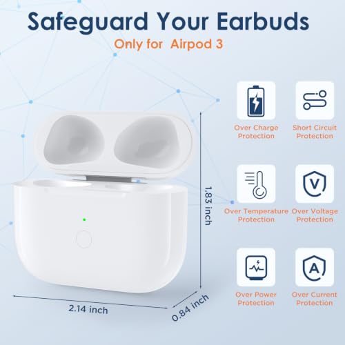 Image of Replacement Charging Case for Airpod 3rd Gen | Lightning Port, 660 mAh Battery, Bluetooth Pairing Sync Button, Charging Case Only for 3 Gen, No Erabuds, Original Design