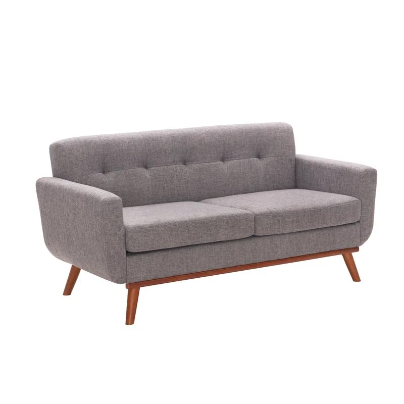 Image of LEGACY OF COMFORT Carmencita 65 inch Square Arm Loveseat 2 Seater Sofa Two Seater Sofa for Living Room Guest Room Hotels Office (Grey)