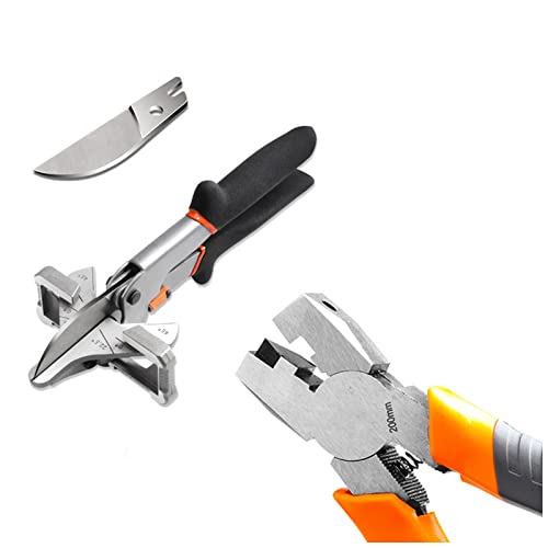 fuLNes 45 to 135 Degree Adjustable Miter Shears and 90 Degree Right Angle Scissors kit, Electrician and Woodworking Special Knife Line Universal Cutting Angle Hand Tools for Wood,Plastic,PVC