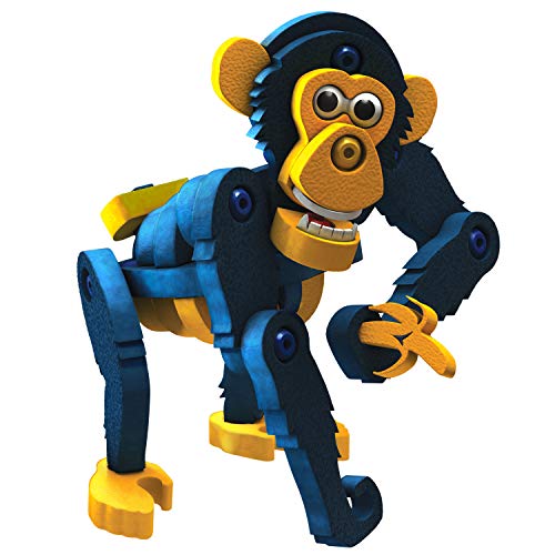 Bloco Toys Chimpanzee | STEM Toy | Jungle Monkey, Ape, Primate | DIY Building Construction Set (54Piece)