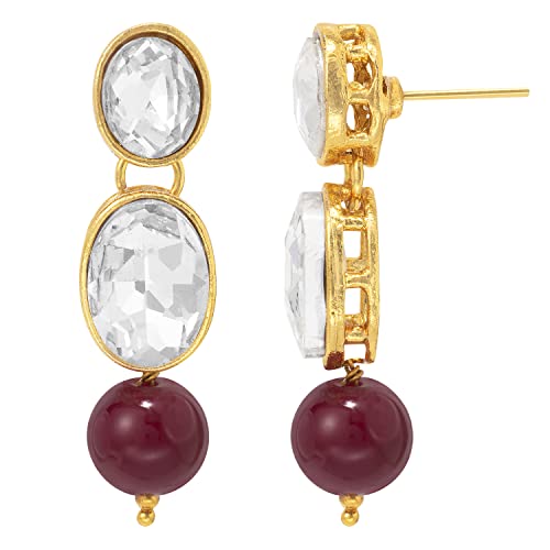 Image of Peora Crystal Faux Pearl Kundan Necklace & Jewelry Set Gift for Women