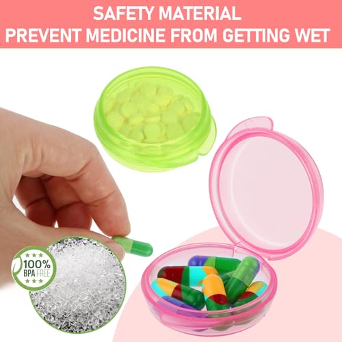 Image of 4 Pcs Mini Pill Organizer Small Pill Box Cute Portable Pill Case for Pocket Purse Travel Storage Containers Earplug Case Medicine Dispenser Vitamin Holder (Pink+Orange+Green+Purple)
