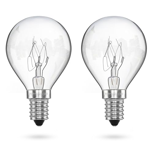 POPPSTAR Backofenlampe E14 40W hitzebeständig bis 300 Grad (2400K warmweiß 350lm) 2er-Pack