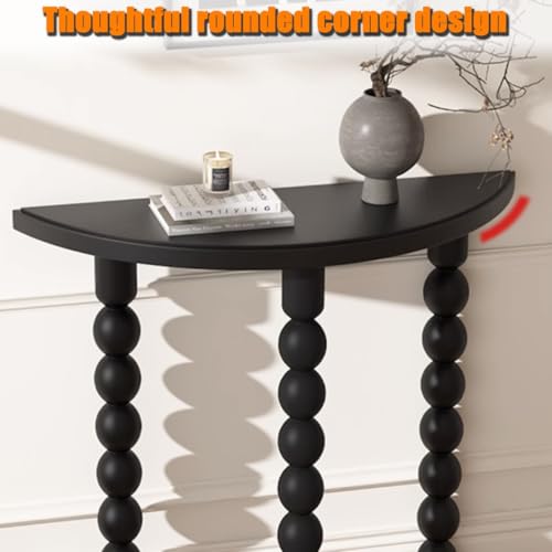 Consola de media luna para pasillo recibidor y mesa de sofá estrecha de madera 7