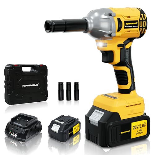 Tomahawk 20V Brushless Cordless Impact Wrench T8582, 300Nm Torque, ½” Square Drive + ¼” Hex, 2×3.0Ah Batteries, LED Light, Heavy Duty Professional Tool
