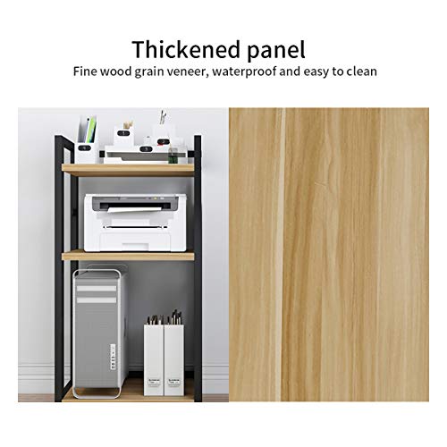 Natwind 3-Tier Floor-Standing Printer Stand with Wheels Host Stand Home Office Storage Shelf Document Organizer Table Large Size Multi-Purpose Shelf for Office(Black)