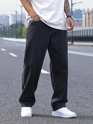 Image of KOTTY Mens Solid|Mid Rise| Coin Pocket|Button|Ankle Length|Loose Fit|5 Pocket Jeans for Mens
