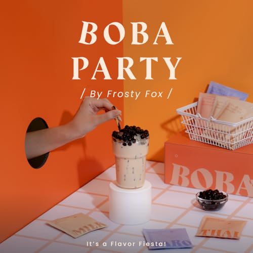 Frosty Fox Boba Bundle Kit 10 Serv. Instant Bubble Pearl Variety Milk Tea Kit with Authentic Brown Sugar Tapioca Pearls & Coconut Jellies - Ready in Under 1 Minute, Includes Straws - Gift Box, Holiday (Classic, Taro and Thai Tea) - Image 5
