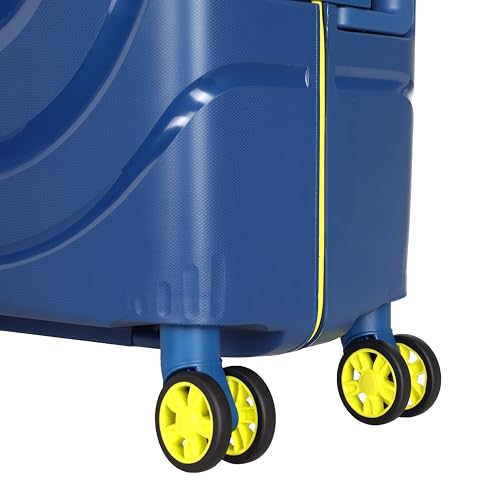 Image of American Tourister Polycarbonate Material Circurity Max 55 cm Small Hardside Cabin Suitcase with Xtrasecu 3-Point Locking System & Double Spinner 8 Wheels for Unisex - Deep Blue