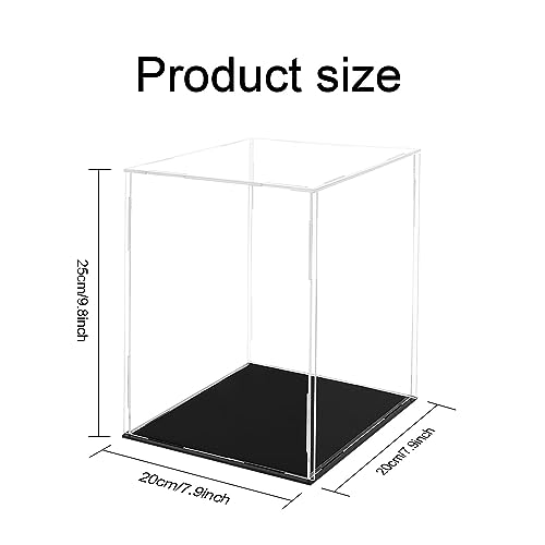 TSKDKIT Acryl Vitrine Schaukasten für Lego, Acryl-Schaukasten für Lego Darth Vader Helm mit schwarzem Boden, Staubdichte Aufbewahrungsvitrine für Actionfiguren Funko Pop Modell, 20 x 20 x 25 cm