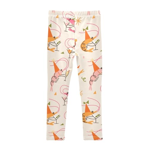 Party Cute Shrimp Girls Leggings,Workout Leggings for Girls Toddler Athletic Legging Size for 3-10T2