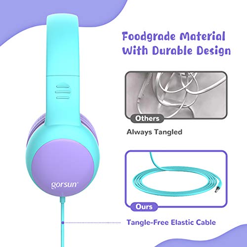 Image of Kids Headphones with Limited Volume, Cat Ear Toddler Headphones, Wired Headphone Over Ear for Boys and Girls,Stereo Sound Foldable 3.5mm Headset for Children