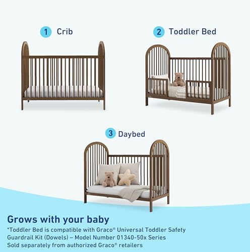 Image of Graco Olivia Convertible Crib and Graco Premium Foam Crib & Toddler Bed Mattress Bundle (Hazelnut) - GREENGUARD Gold Certified, Standard Crib Mattress, Baby Crib Converts to Toddler Bed & Daybed
