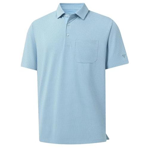 M MAELREG Mens Polo Shirts Short Sleeve Dry Fit Jacquard Performance Moisture Wicking Casual Pocket Golf Shirts for Men
