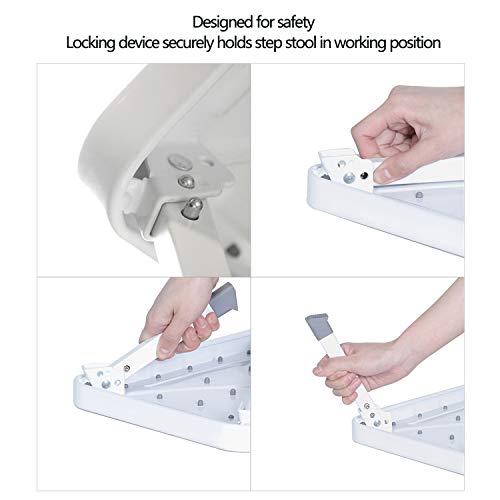 Sattiyrch Step Stool for Adult,Portable Folding Metal Small One Step Stool with Non Slip Platform,6.8