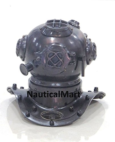 Nautical Mini Scuba Diving Helmet Mark Us Navy Black Finish - Holiday Christmas Replica