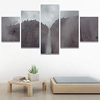 SIGNWIN 5 Panel Canvas Wall Art Mountain Waterfalls for Home Decorations Ready to Hang - 60