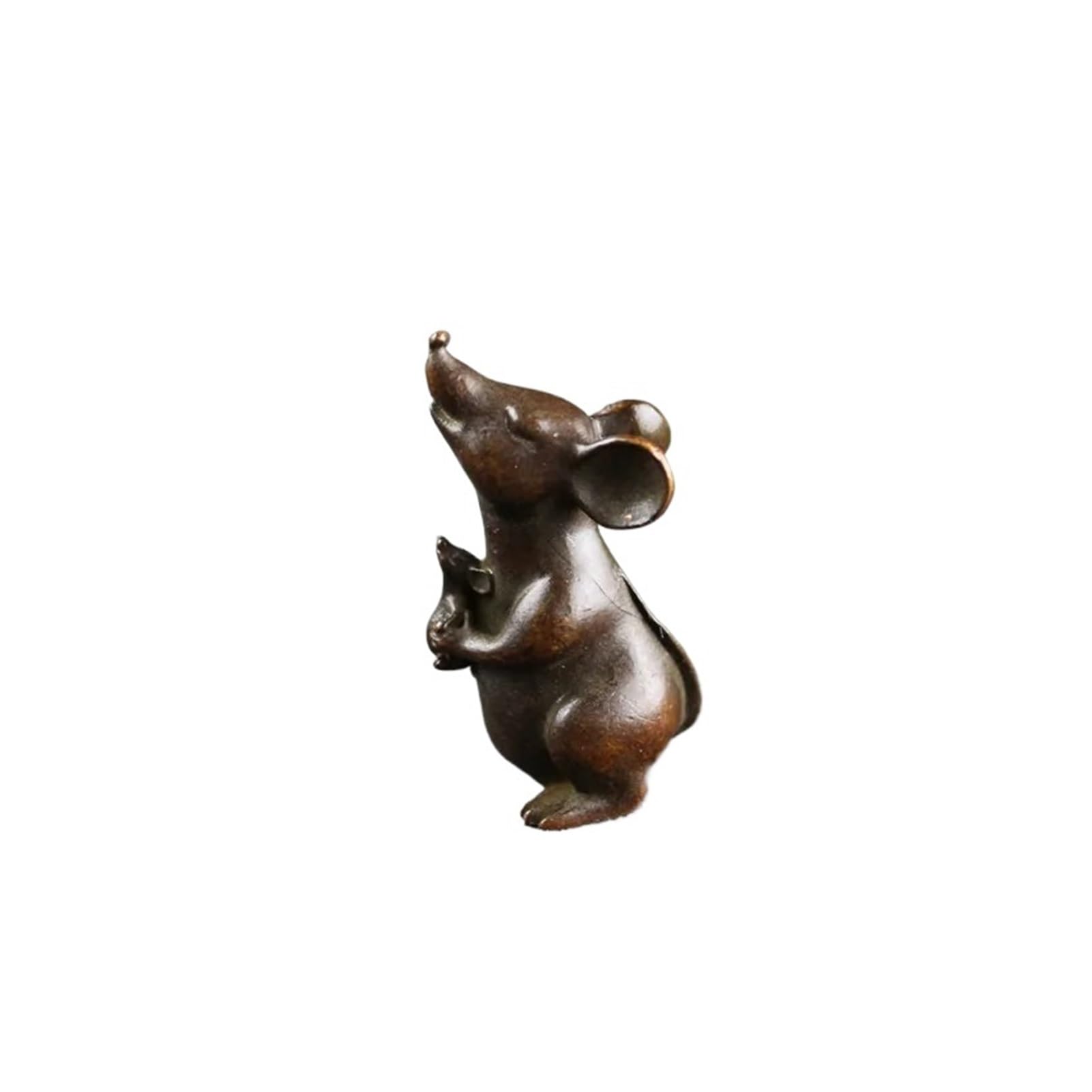 Huolimxun One Color Copper Rat Holding Baby Sculpture Miniature Home Decor Desktop Ornament