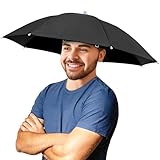 NOUCCI Sun Umbrella Hat for Adults - 27 inch, Black, Lightweight & Comfortable, Fits 20.9'-25' Heads, Umbrella Hats for Women Men