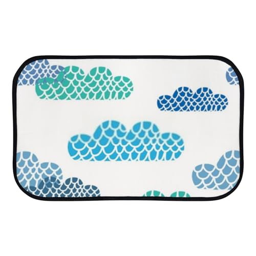 Nuansexi Bathroom Rugs Cute Clouds Floor Mats Non Slip Bathmat Doormat Tub Mat Coral Velvet Absorbent Entrance Carpet Mats Machine Washable Bedroom Decor